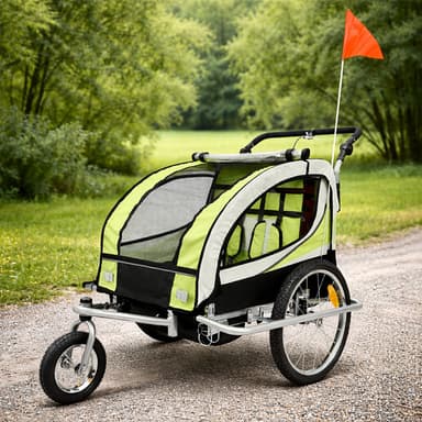 Remorca bicicleta Procart pentru transport copii 2 locuri capacitate 40 kg