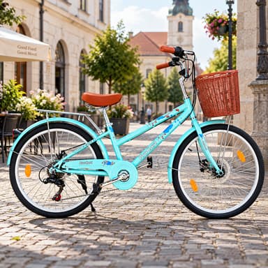 Bicicleta Procart 24 inch 6 viteze turcoaz cu cos detasabil si portbagaj