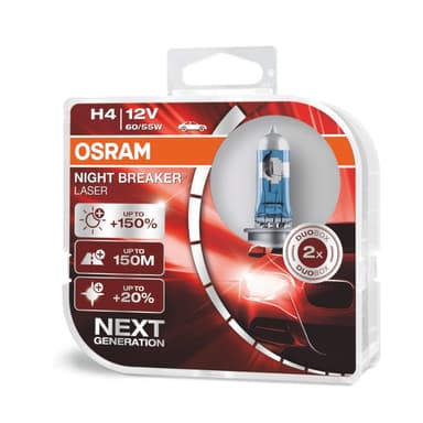 Becuri auto Osram Set 2 Halogen H4 12V 60/55W P43t Night Breaker Laser