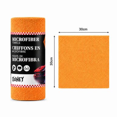 Set de lavete din microfibra pentru curatare auto si suprafete, Flippy, 50 bucati, 30x30 cm, portocaliu